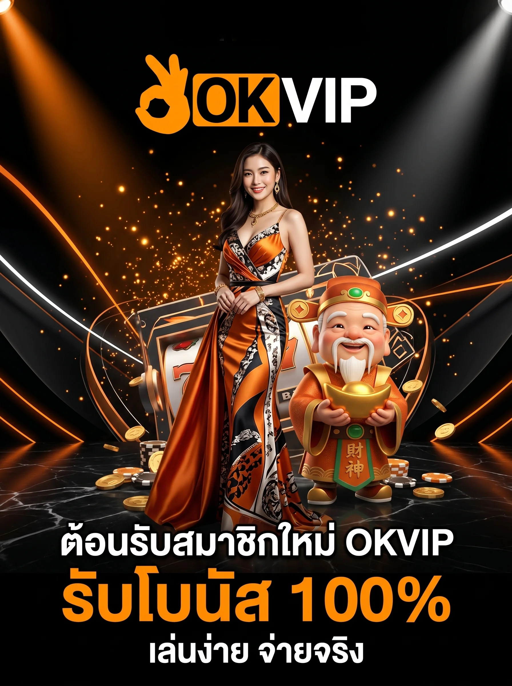 OKVIP สมัครสมาชิกใหม่ รับโบนัสสล็อต 100% เว็บตรงไม่ผ่านเอเย่นต์