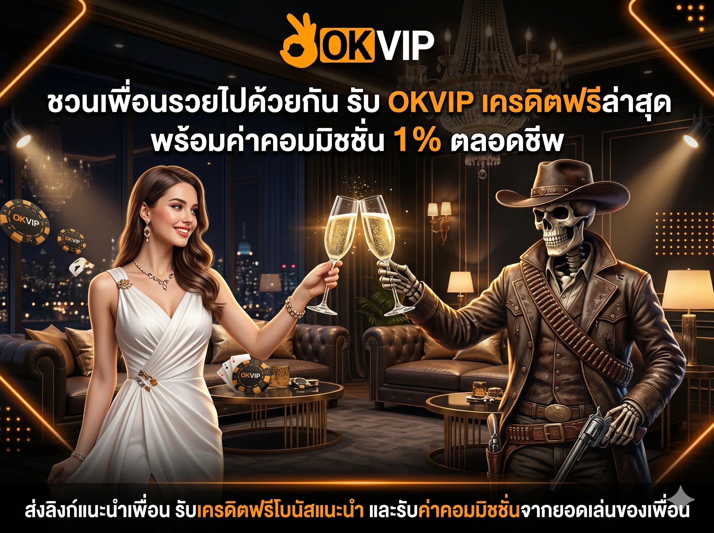 โปรชวนเพื่อนรับ OKVIP เครดิตฟรีล่าสุด แจกเครดิตฟรีและค่าคอมมิชชั่นไม่อั้นตลอดชีพ
